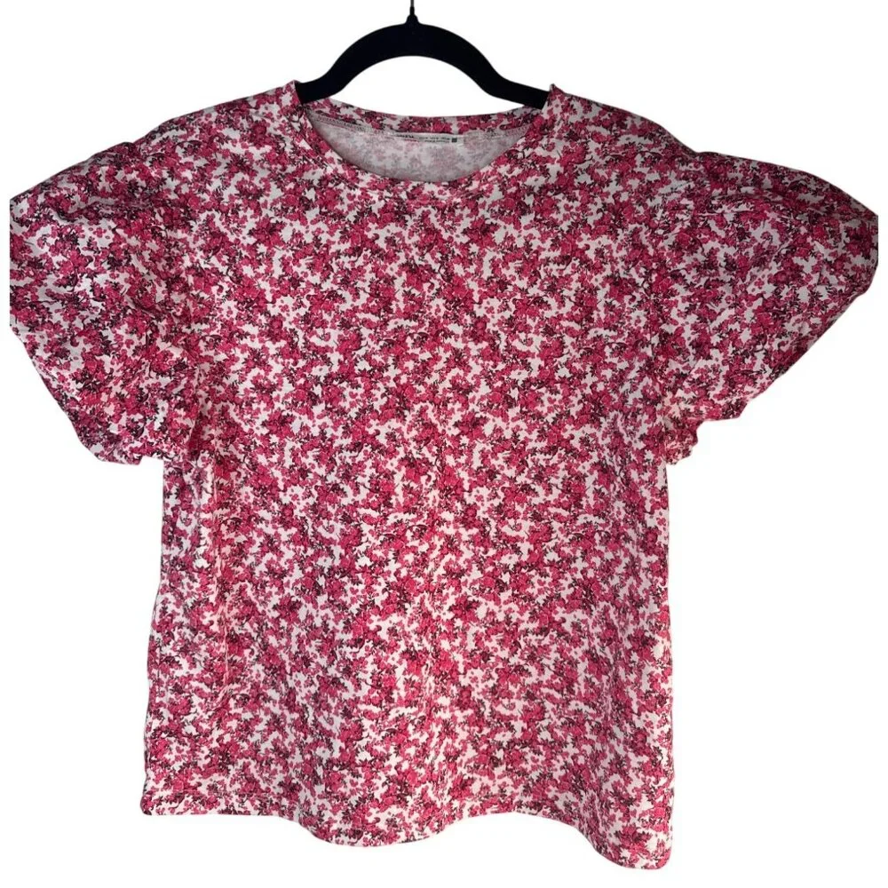 2/$30 ZARA Medium Floral Print Top With Puff Sleeves